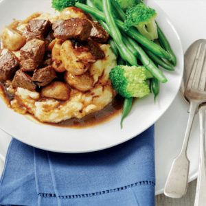 Garlic Beef with Mushrooms and Greens