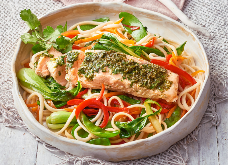 Lime & Coriander Steamed Salmon With Udon Noodles - Pepper Leaf Meal Kits
